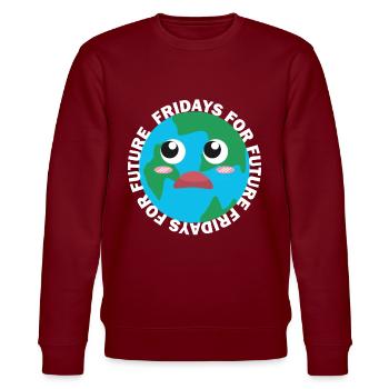 Fridays for Future - Stanley/Stella Unisex Bio-Sweatshirt CHANGER  - Burgunderrot - Vorne - Nik (191cm) & Marisol (170cm)