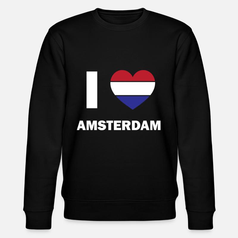 I love Amsterdam - Stanley/Stella Unisex Bio-Sweatshirt CHANGER  - Schwarz