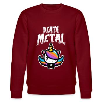 Einhorn Death Metal Rock Unicorn - Stanley/Stella Unisex Bio-Sweatshirt CHANGER  - Burgunderrot - Vorne - Nik (191cm) & Marisol (170cm)
