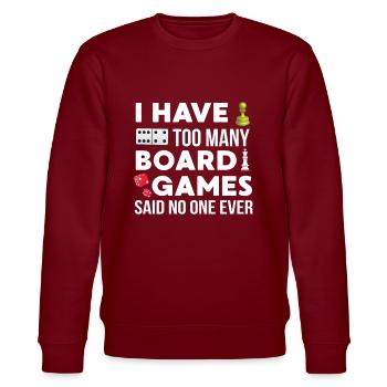 Board Gamer Geek - Stanley/Stella Unisex Bio-Sweatshirt CHANGER  - Burgunderrot - Vorne - Nik (191cm) & Marisol (170cm)