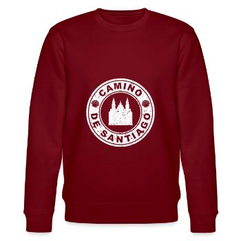 Jakobsweg Pilger Santiago de Compostella - Stanley/Stella Unisex Bio-Sweatshirt CHANGER  - Burgunderrot - Vorne - Nik (191cm) & Marisol (170cm)