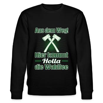 Holla, die Waldfee - Aus dem Weg - Axt - Stanley/Stella Unisex Bio-Sweatshirt CHANGER  - Schwarz - Vorne - Nik (191cm) & Marisol (170cm)