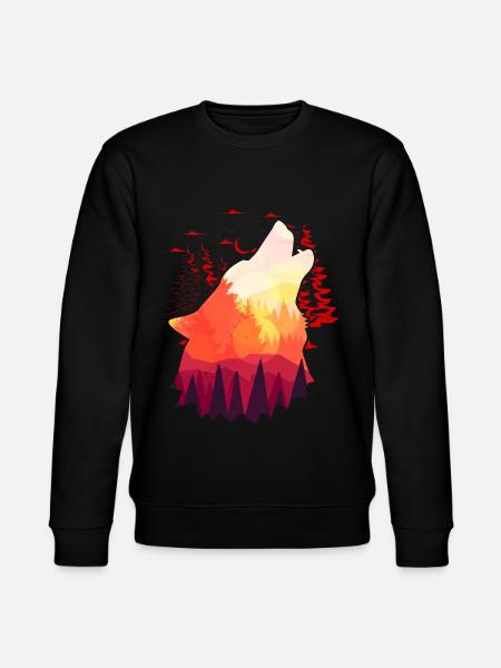 Howling Wolf Sunset Nature Moon - Stanley/Stella CHANGER Unisex Organic Sweatshirt - black
