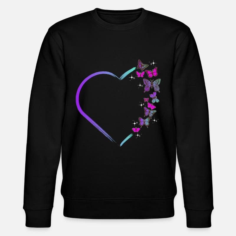 Butterfly Heart Aquarelle Papillons - Sweat bio CHANGER Stanley/Stella Unisexe - noir