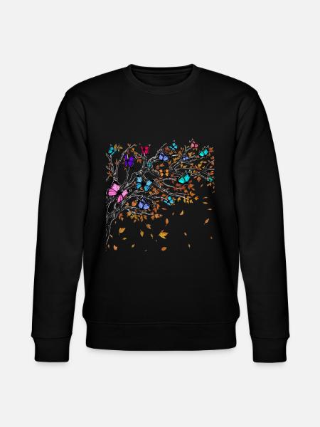 Cute Butterfly Tree Women Girl - Stanley/Stella CHANGER Unisex Organic Sweatshirt - black
