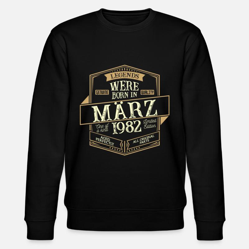 Mars 1982 Anniversaire Homme - Sweat bio CHANGER Stanley/Stella Unisexe - noir