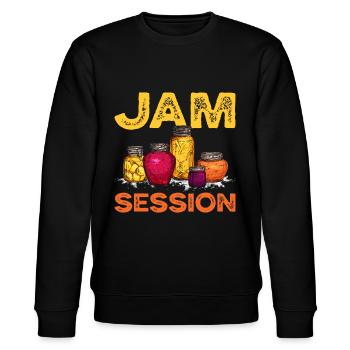 Jam Session Musiker Gelee Wortspiel - Stanley/Stella Unisex Bio-Sweatshirt CHANGER  - Schwarz - Vorne - Nik (191cm) & Marisol (170cm)