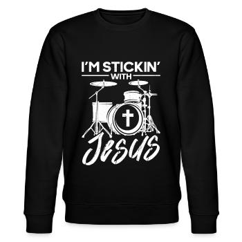 Religiöser Schlagzeuger Christlich - Stanley/Stella Unisex Bio-Sweatshirt CHANGER  - Schwarz - Vorne - Nik (191cm) & Marisol (170cm)
