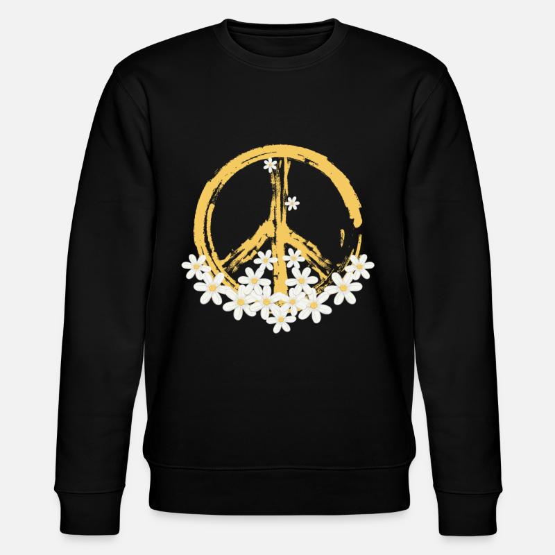 Friedenszeichen Gänseblümchen Hippie Gartenarbeit - Stanley/Stella Unisex Bio-Sweatshirt CHANGER  - Schwarz