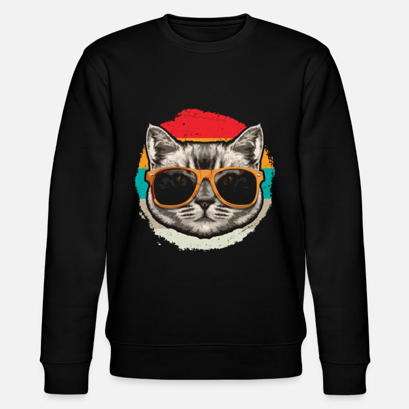 Sonnenbrille Katze Retro Kätzchen - Stanley/Stella Unisex Bio-Sweatshirt CHANGER  - Schwarz