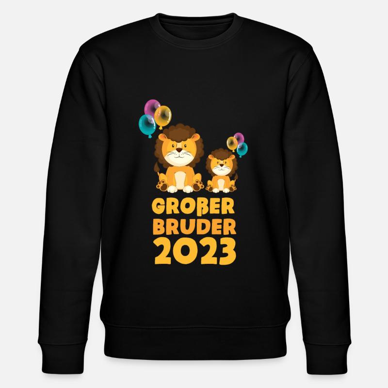 Großer Bruder 2023 Löwe - Stanley/Stella Unisex Bio-Sweatshirt CHANGER  - Schwarz