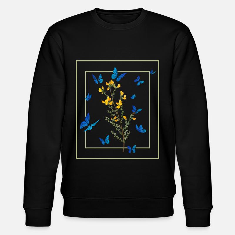 Wildflower Blå Sommerfugl Kvinder Have - Stanley/Stella økologisk unisex-sweatshirt CHANGER  - sort