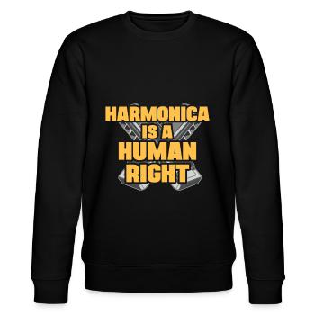Harmonica Is A Human Right Harmonicist Gift Idea - Stanley/Stella Unisex Bio-Sweatshirt CHANGER  - Schwarz - Vorne - Nik (191cm) & Marisol (170cm)