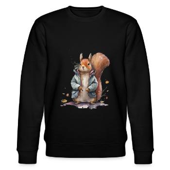 Squirrel squirrel wearing a watercolor jacket - Stanley/Stella CHANGER Unisex Organic Sweatshirt - black - Front - Nik (191cm) & Marisol (170cm)