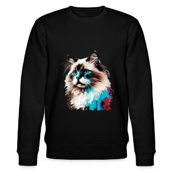 Ragdoll cat watercolor - Stanley/Stella CHANGER Unisex Organic Sweatshirt - black - Front - Nik (191cm) & Marisol (170cm)