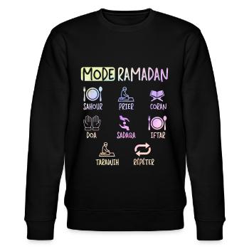 Ramadan fasting fashion daily routine - Stanley/Stella CHANGER Unisex Organic Sweatshirt - black - Front - Nik (191cm) & Marisol (170cm)
