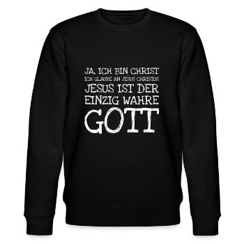 Ja Ich Bin Christ Ich Glaube An Jesus Christus Jes - Stanley/Stella Unisex Bio-Sweatshirt CHANGER  - Schwarz - Vorne - Nik (191cm) & Marisol (170cm)