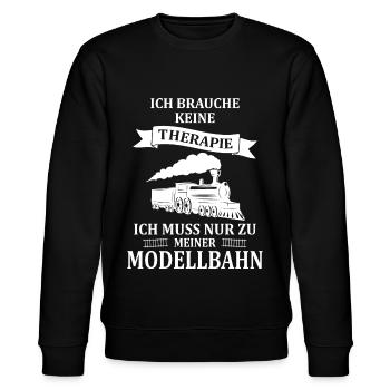 Spruch Modellbahn H0 Eisenbahner - Stanley/Stella Unisex Bio-Sweatshirt CHANGER  - Schwarz - Vorne - Nik (191cm) & Marisol (170cm)