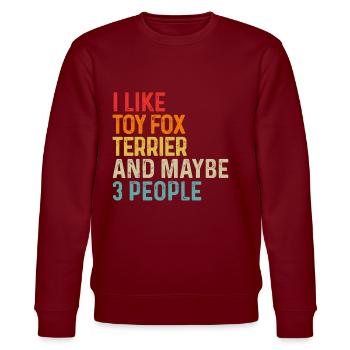 Ich mag Toy Fox Terrier und vielleicht 3 Personen Hund - Stanley/Stella Unisex Bio-Sweatshirt CHANGER  - Burgunderrot - Vorne - Nik (191cm) & Marisol (170cm)