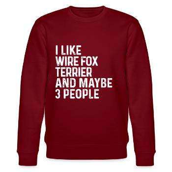 Ich mag Wire Fox Terrier und vielleicht 3 Personen Hund - Stanley/Stella Unisex Bio-Sweatshirt CHANGER  - Burgunderrot - Vorne - Nik (191cm) & Marisol (170cm)
