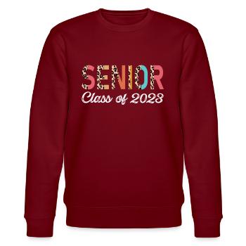 Classe Senior De 2023 Leopard Seniors 23 - Sweat bio CHANGER Stanley/Stella Unisexe - bordeaux - Devant - Nik (191cm) & Marisol (170cm)
