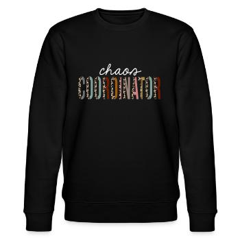 Chaos Coordinator Leopard Print Funny Gift - Stanley/Stella CHANGER Unisex Organic Sweatshirt - black - Front - Nik (191cm) & Marisol (170cm)