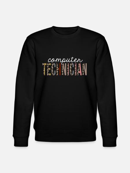 Computertechniker-Leopard-Druck-lustiges Geschenk - Stanley/Stella Unisex Bio-Sweatshirt CHANGER  - Schwarz