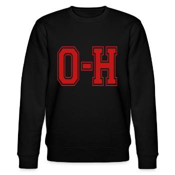 O-H passend zu Ohio Pride Football Sportstil - Stanley/Stella Unisex Bio-Sweatshirt CHANGER  - Schwarz - Vorne - Nik (191cm) & Marisol (170cm)