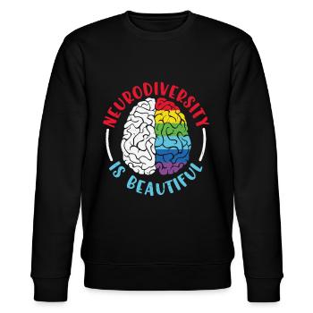 Neurodiversität ist schön Neurodiversität Zitate - Stanley/Stella Unisex Bio-Sweatshirt CHANGER  - Schwarz - Vorne - Nik (191cm) & Marisol (170cm)