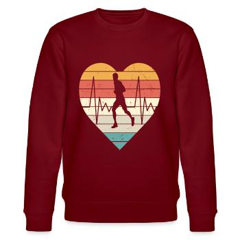 Laufendes Logo Retro - Stanley/Stella Unisex Bio-Sweatshirt CHANGER  - Burgunderrot - Vorne - Nik (191cm) & Marisol (170cm)