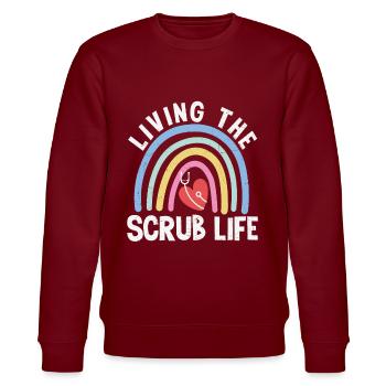 Living The Scrub Life Quotes - Stanley/Stella CHANGER Unisex Organic Sweatshirt - burgundy - Front - Nik (191cm) & Marisol (170cm)