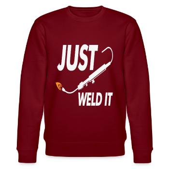 Just Weld It Welding Quotes - Stanley/Stella CHANGER Unisex Organic Sweatshirt - burgundy - Front - Nik (191cm) & Marisol (170cm)