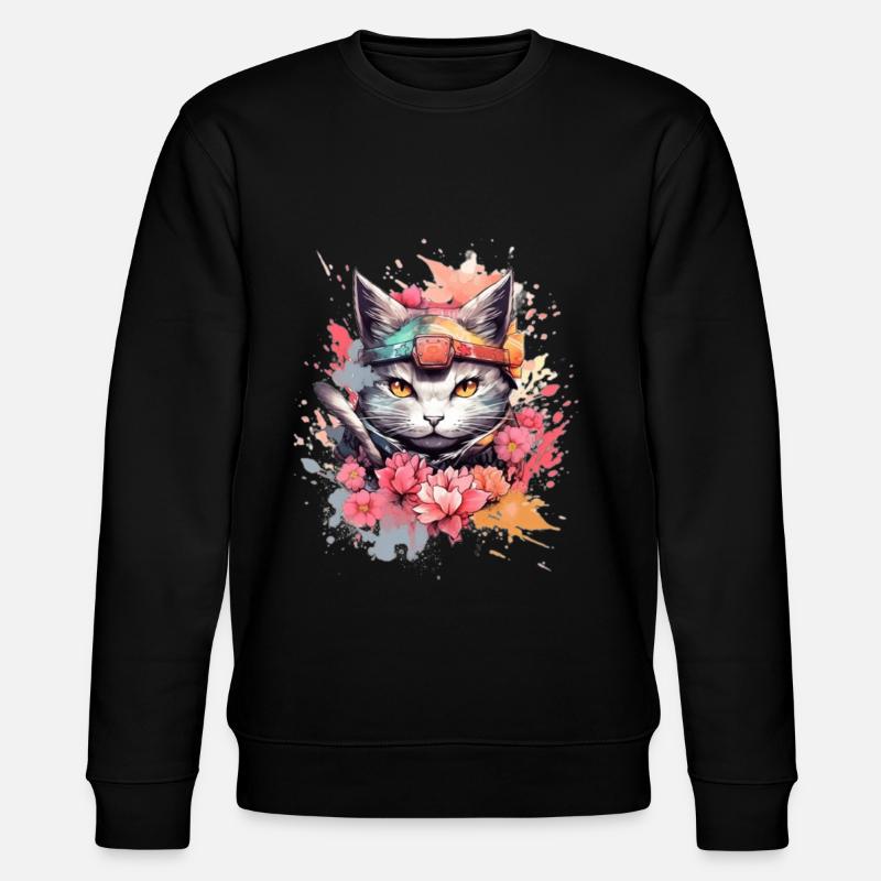 Crazy Cat - Stanley/Stella CHANGER Unisex Organic Sweatshirt - black