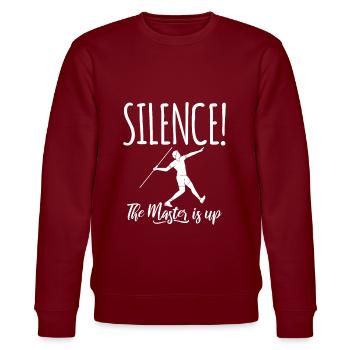 Silence! The Master is up! Speerwurf Speerwerfen - Stanley/Stella Unisex Bio-Sweatshirt CHANGER  - Burgunderrot - Vorne - Nik (191cm) & Marisol (170cm)