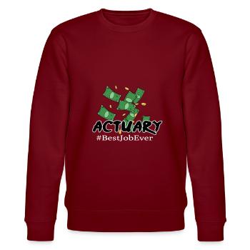 Aktuar Zahlen Finanzen Versicherung Geschenk - Stanley/Stella Unisex Bio-Sweatshirt CHANGER  - Burgunderrot - Vorne - Nik (191cm) & Marisol (170cm)