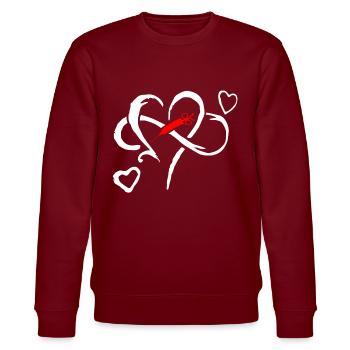 Heart Love Syringe Doctor Carer Gift - Stanley/Stella CHANGER Unisex Organic Sweatshirt - burgundy - Front - Nik (191cm) & Marisol (170cm)