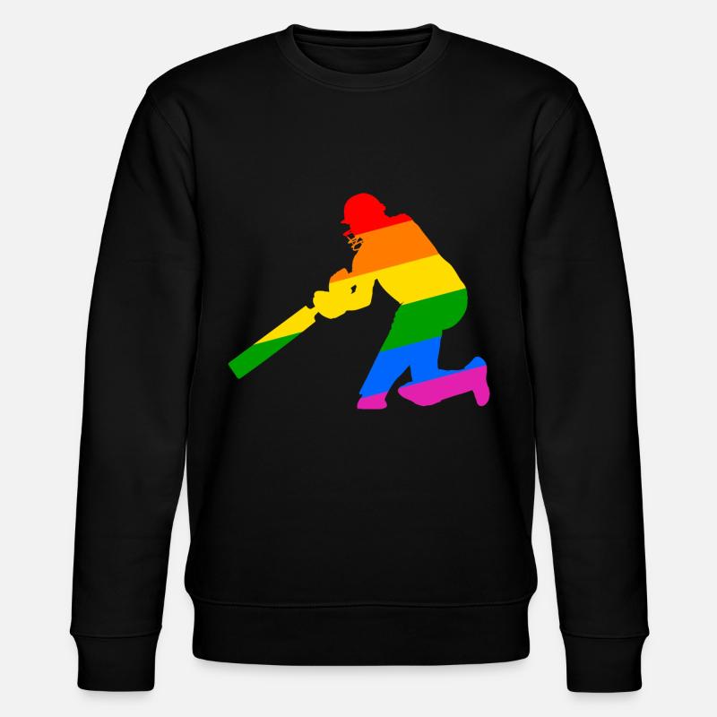 Cricket Spieler mit Regenbogen Geschenkidee - Stanley/Stella Unisex Bio-Sweatshirt CHANGER  - Schwarz