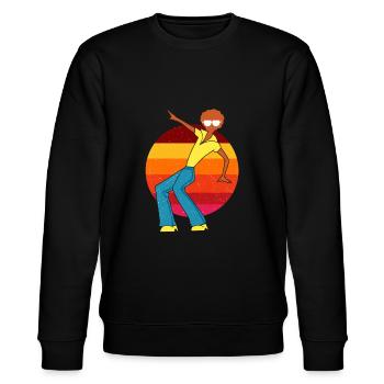70er Hippie Frieden Schlagermusik retro Geschenk - Stanley/Stella Unisex Bio-Sweatshirt CHANGER  - Schwarz - Vorne - Nik (191cm) & Marisol (170cm)