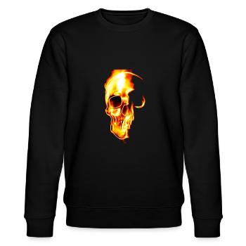 Brennendes Schädel Design cooler Totenkopf - Stanley/Stella Unisex Bio-Sweatshirt CHANGER  - Schwarz - Vorne - Nik (191cm) & Marisol (170cm)