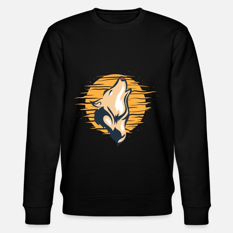 Heulender Wolf Mondlicht Wolf - Stanley/Stella Unisex Bio-Sweatshirt CHANGER  - Schwarz
