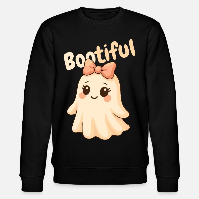 Bootiful - Süßer Geist mit Schleife - Stanley/Stella Unisex Bio-Sweatshirt CHANGER  - Schwarz