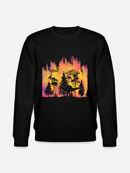 Alien Dinosaur UFO Abduction - Stanley/Stella CHANGER Unisex Organic Sweatshirt - black