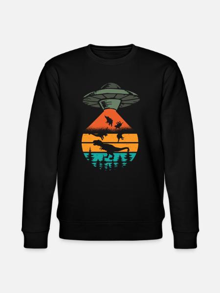 Alien Dinosaur UFO Abduction - Stanley/Stella CHANGER Unisex Organic Sweatshirt - black
