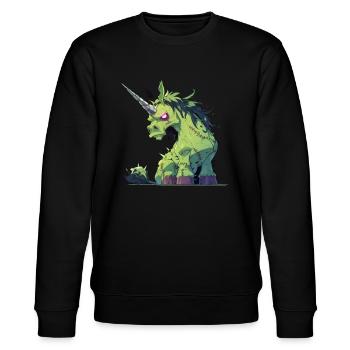 Einhorn Halloween Japanisches Einhorn - Stanley/Stella Unisex Bio-Sweatshirt CHANGER  - Schwarz - Vorne - Nik (191cm) & Marisol (170cm)