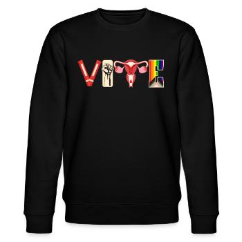 Abstimmungsbücher Faustier Eierstöcke Lgtbq - Stanley/Stella Unisex Bio-Sweatshirt CHANGER  - Schwarz - Vorne - Nik (191cm) & Marisol (170cm)