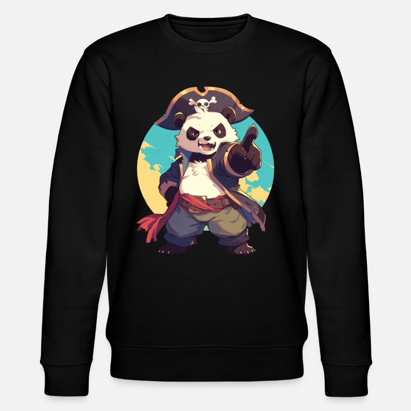 Pandabär Pirat Japanischer Riesenpanda - Stanley/Stella Unisex Bio-Sweatshirt CHANGER  - Schwarz