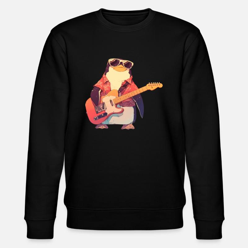 Penguin E-Gitarre Rockmusik Niedlich - Stanley/Stella Unisex Bio-Sweatshirt CHANGER  - Schwarz