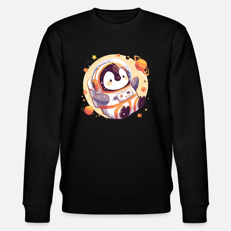 Pingouin Astronaute Kawaii Pingouin Mignon - Sweat bio CHANGER Stanley/Stella Unisexe - noir
