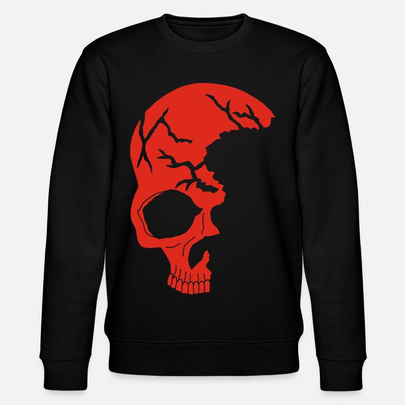 Red half-skull - Stanley/Stella CHANGER Unisex Organic Sweatshirt - black
