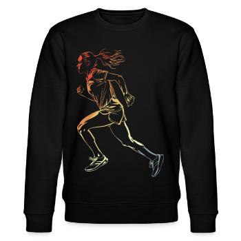 Läuferin Zeichnung Retro-Stil - Stanley/Stella Unisex Bio-Sweatshirt CHANGER  - Schwarz - Vorne - Nik (191cm) & Marisol (170cm)